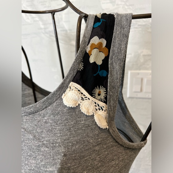 Anna Sui Silk Floral Inset Shark Bite Hem Tank Mini Dress M/L - Picture 3 of 7